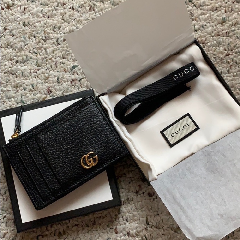 Gucci GG Marmont Card Case - Black/Gold